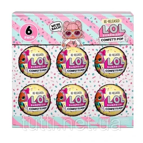 LOL Surprise Confetti Pop 6 Pack Angel — 6 перевиданих ляльок, кожна по 9 сюрпризів 571605 фото