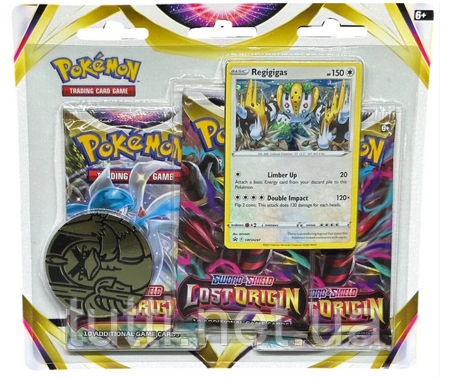 Карта Regigigas + 3 карты BOOSTER МОНЕТА + КОД Игра TCG POKEMON 3 упаковки в блистере Lost Origin 3310668 фото