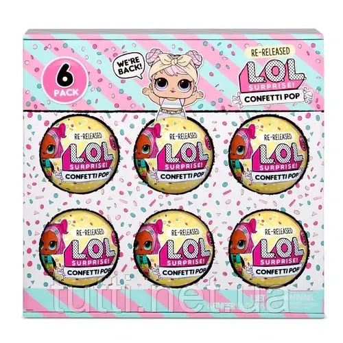 Кукла LOL Surprise Confetti Pop 6 Pack Dawn - 6 Re-released Dolls Each with 9 Surprises 571612 571612 фото