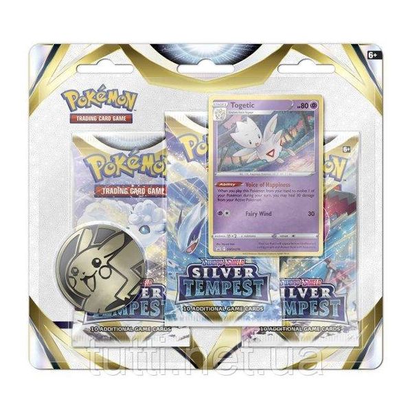 Pokémon TCG: Sword & Shield-Silver Tempest 3 Booster Packs, Coin & Togetic Promo Card 699-17274 фото