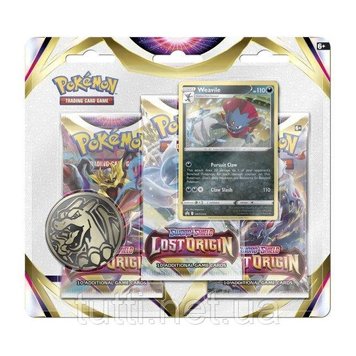 Pokémon TCG: Sword & Shield-Lost Origin 3 Booster Packs, Coin & Промо-карта Weavile 699-17256 фото