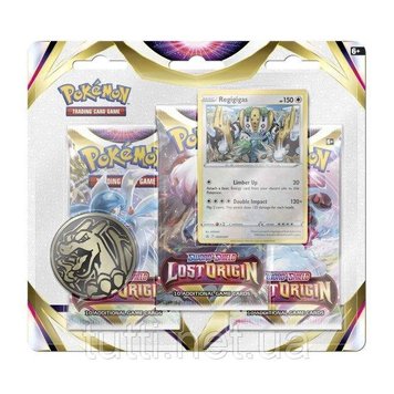 Pokémon TCG: Sword & Shield-Lost Origin 3 Booster Packs, Coin & Regigigas Promo Card 699-17257 фото