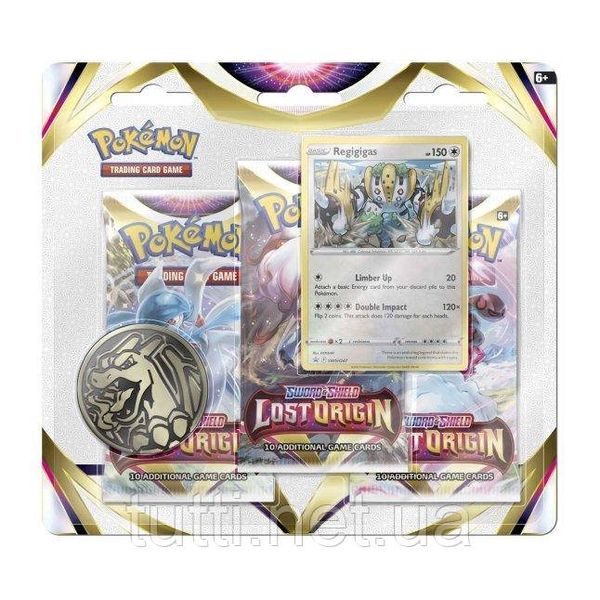 Pokémon TCG: Sword & Shield-Lost Origin 3 Booster Packs, Coin & Рекламна картка Regigigas 699-17257 фото